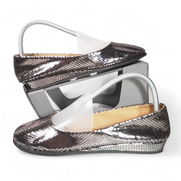 French Sole FS/NY Zeppa Metallic Low Wedge Ballet Flats Women's 8.5 Silver - Picture 1 of 11